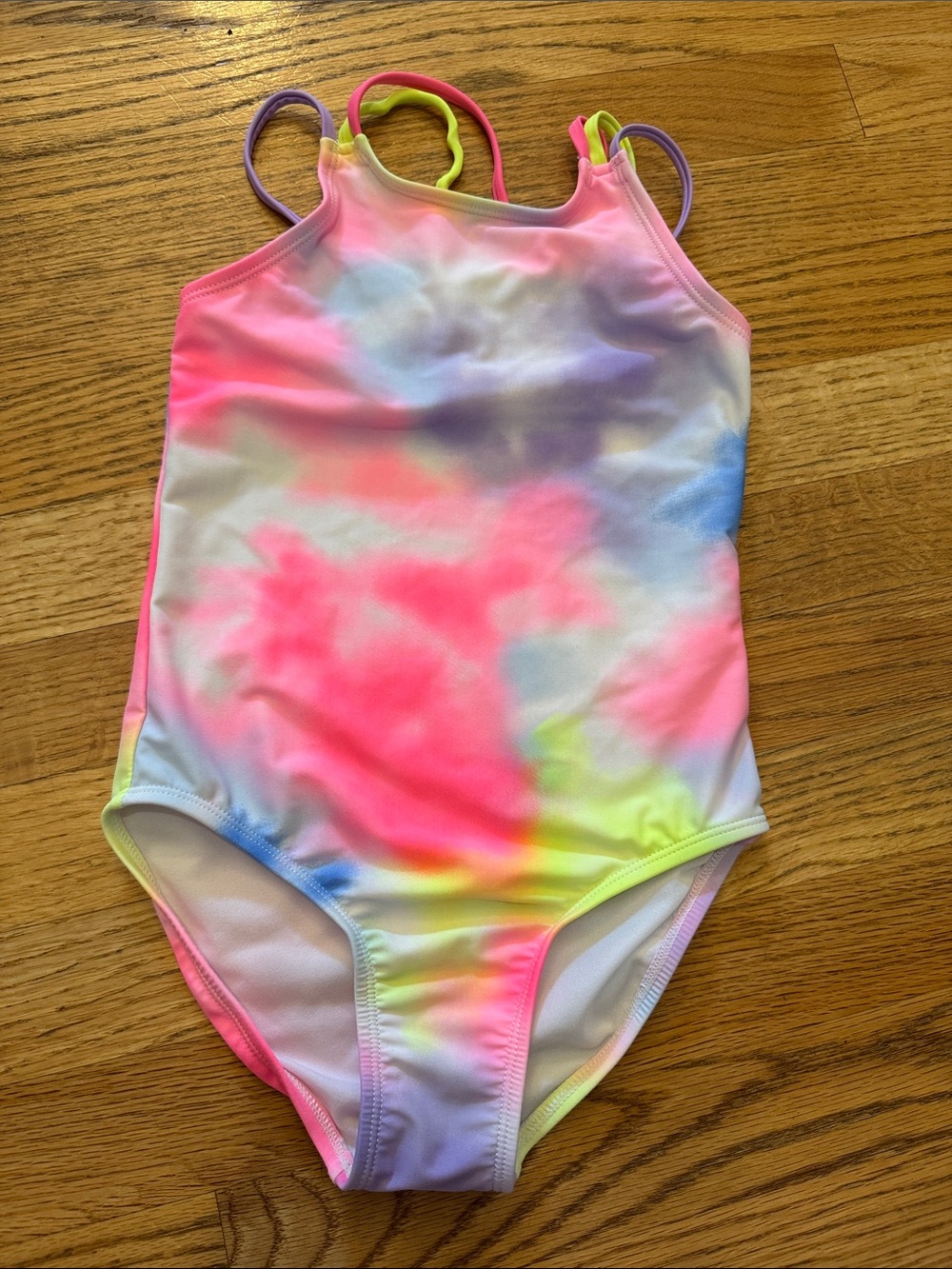The Children's Place Neon Tie-Dye One-Piece Swimsuit - Pink, Yellow, Blue